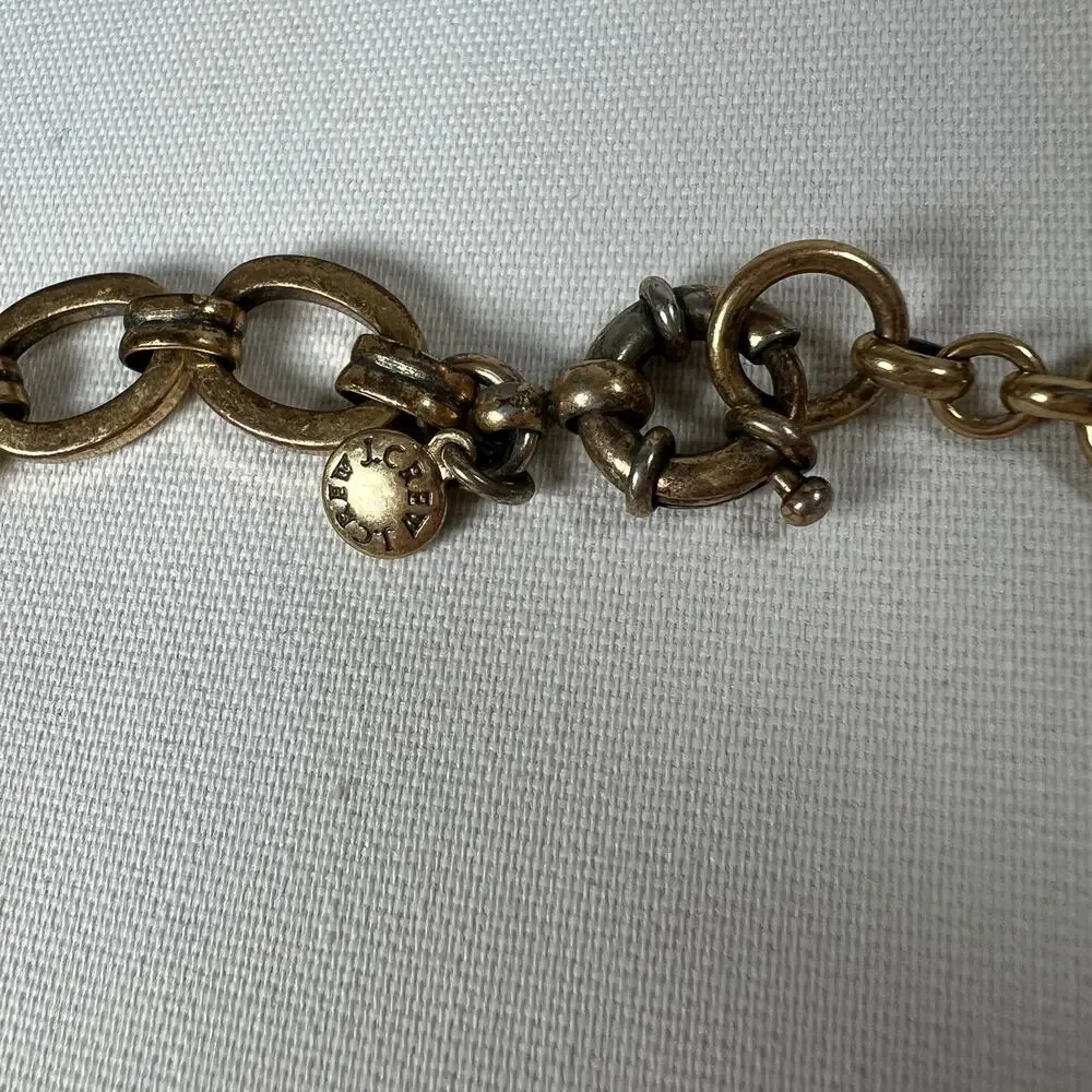 J. Crew‎ Fan Flower Statement Bib Necklace White Ivory Rhinestones Goldtone